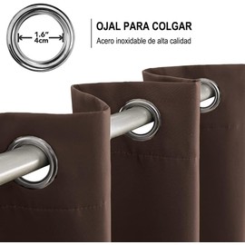 NANWEI Cortinas Blackout con Aislamiento Térmico para Estar/Recámara Ventana, con Ojales en la Parte Superior, Suave 100% Poliéster Tela Impermeable, Reducción Ruido, 1 Paneles (Café, 52" x 84")