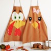 Geyoga 2 Pieces Thanksgiving Turkey Apron Burlap Kitchen Cooking Funny