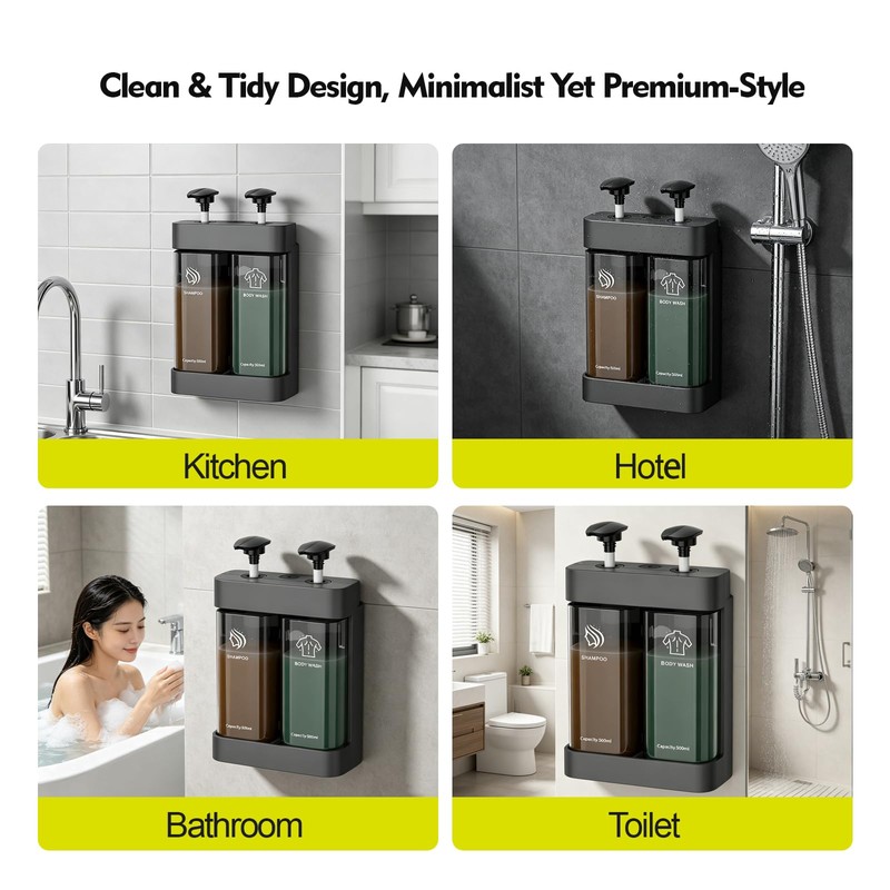 Refillable ABS Wall Mount Shower Soap Dispenser for Shampoo