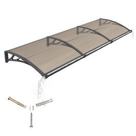 GGNEBAI Awning for Door Entrance,40x120 inches Awnings for Doors with Separate Drainage,Front Door Awning Exterior,Polycarbonate UV, Rain, and Snow Protection for Porch,Patio,Window,Deck