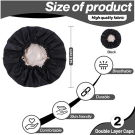 Silk Bonnet Satin Hair Wrap for Sleep, for Men and Women, Reusable, Hair Hat for Braids & Curly Hair Products (Black)