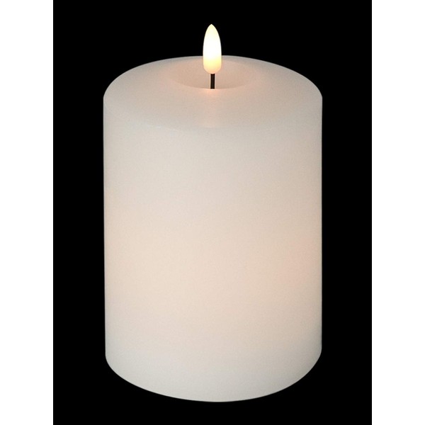 GenSwin 4” x 6.5” Flameless Flickering LED Candles Battery Operated with 6H Timer, Warm Light Real Wax Pillar Votive 3D Wick Candles, Perfect for Party/Wedding/Home Decor(White)