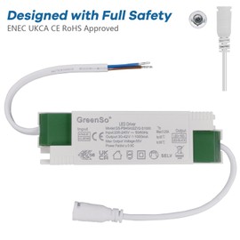 GreenSo 40W Transformator, LED Treiber, Netzteil AC200-240V und DC27-40V, 1000mA Konstantstrom Trafo für 60x60cm 62x62cm 120x30cm LED-Panel-Licht GS-PA40A02-1000 TÜV CE SAA RoHS Zertifikate (1 Stück)