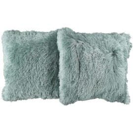 DH Home Decor Celebrity Home Decorative Two Super Soft Luxury Shimmery Metallic Throw Pillow Covers Perfect for Couch or Bed (Mineral Green), 19x19