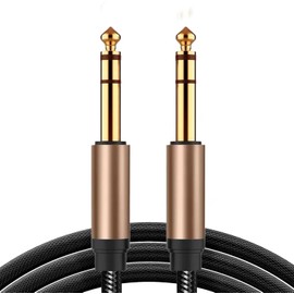 Trenza macho a macho Cable de aleación de aluminio duradero auxiliar de , cable de audio de 6,5 mm / 0,3 pulgadas, material de protección TPE Cable de audio negro, cable de audio