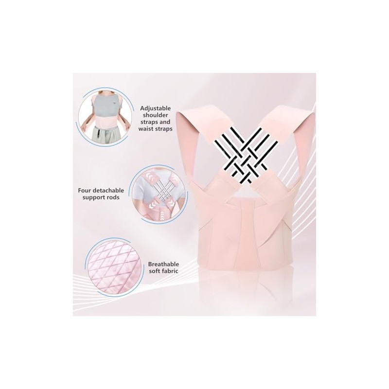 Pink Posture Corrector for Women Back Support Brace Office