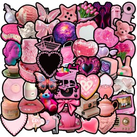Mistree Kawaii Stickers Pink Girls for Laptop Scrapbooking 4-5 cm Pack of 50