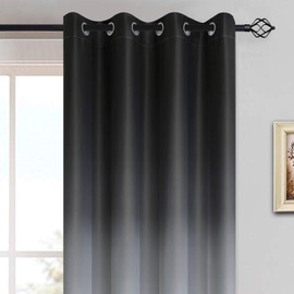 Yakamok 84 Inch Long Room Darkening Ombre Curtains for Bedroom, Thermal Insulated Window Drapes Black and Greyish White Gradient Curtains with Grommet for Living Room(52 Inch Width, 2 Panels)