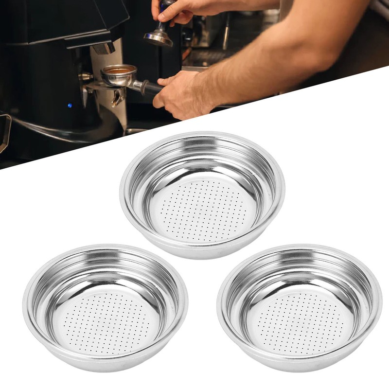 3pcs Stainless Steel Coffee Filter 51mm Pressurized Filter Basket Reusable