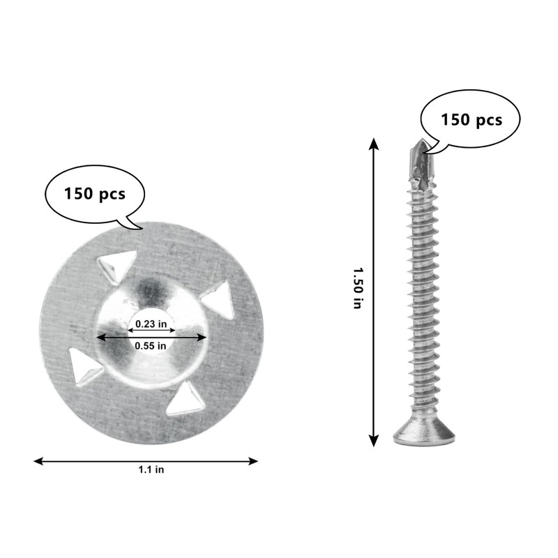 300 Pcs Foam Board Fasteners - 1-1/8 Inch Metal Washers