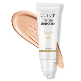 Vuint Tinted Sunscreen for Face SPF 50 – Broad Spectrum SPF Protection for Women – Lightweight, Non-Greasy Sunblock for Sensitive Skin, Hydrating, Waterproof Facial Sunscreen for Travel & Everyday Use