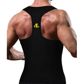 DownLTL Men's Sauna Vest Effect Suit Thermal Sweat Tank Top Muscle Corset Tummy Control Compression Shirt Sauna Suits Sweat Suit Body Shaper, Black 2, M