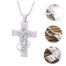 SHOWERORO 1pc Delicate Stainless Steel Cross Pendant Necklace Chinese Dragon Design Unique Collarbone Chain for Daily Wear Parties and