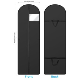FOGAWA Dress Bags Covers Long Dress Bag Dress Covers Garment Bags Full Length Clothes Covers Protector Bags with Zip Waterproof Suit Carrier for Long Dress Gowns Suits Coats Storage Travel-Black