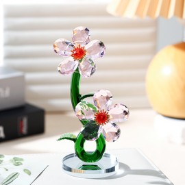 Crystal Flower Figurine, K9 Crystal Bloom Ornament,Mini Glass Gift