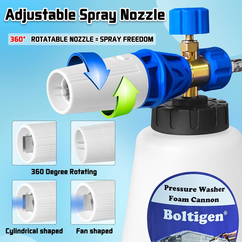 Pressure Washer Foam Cannon with Dual-Connector Tool, Pressure Washer Foam