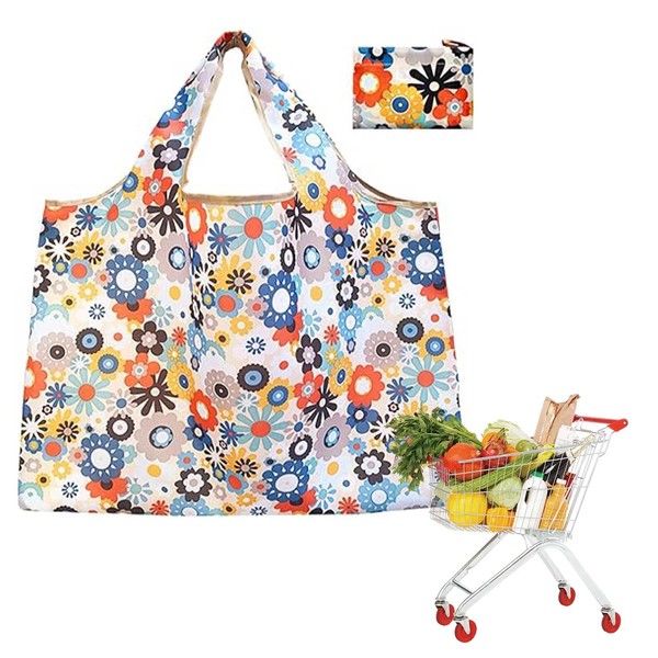 Yurleer Large Foldable Shopping Tote Bag Water Resistant Shopping Tote