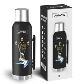 Thermo Argentino World Cup Stainless steel bottle with Argentine Flag 1LT (Black)