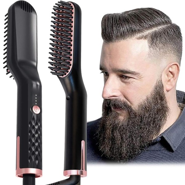 Peine Eléctrico para Hombre, Cepillo Alisador de pelo Portátil，Plancha de