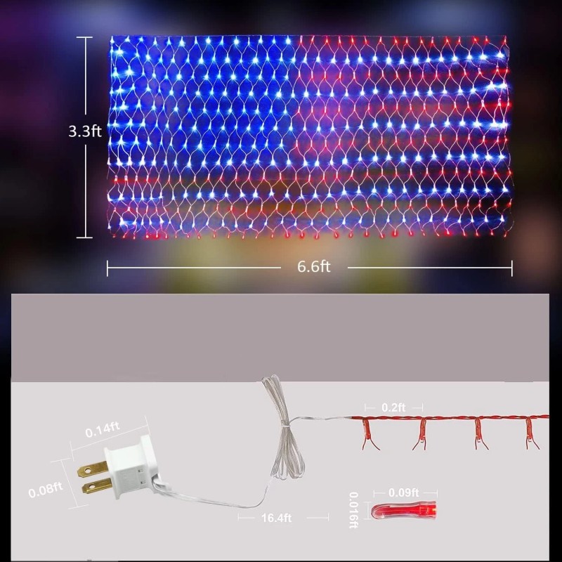 PUHONG (New) American Flag Lights, 420 LED USA Flag Net