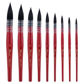 Lightwish Watercolor Brush Set, 9 Pieces Brush Set for Artists, Adults and Hobbyists, Pointed Round Mop Brush for Watercolor, Gouache