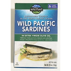 Wild Planet Wild Pacific Sardines in Extra Virgin Olive Oil, 4.4 Ounce (6 Count)