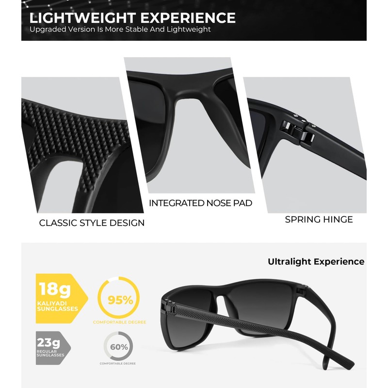 KALIYADI Mens Sunglasses Polarized Sunglasses-for-Men: Classic Sun Glasses with Ultraviolet