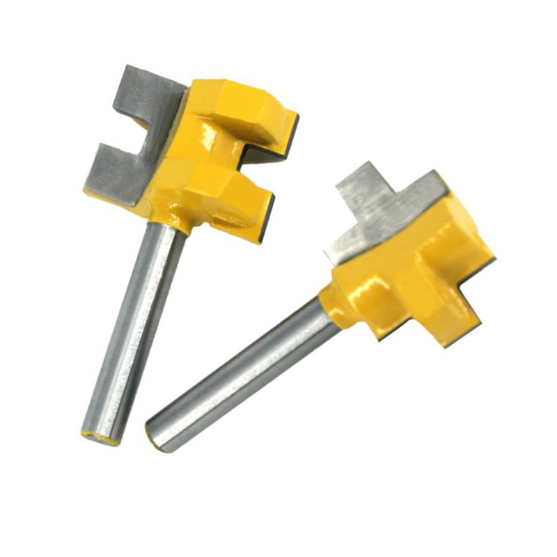 2Pcs Router Bit Cemented Carbide Slotting Cutter Bit 1/4in Shank