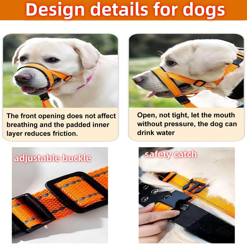 2Pcs Muzzle Leash for Heavy Pullers, Dog Over Mouth Training