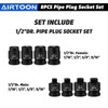 AIRTOON 1/2" Drive Pipe Plug Socket Set, 8-Piece, SAE, CR-MO,