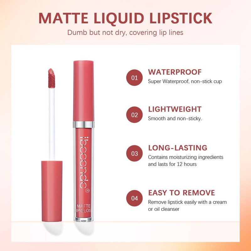 MYUANGO Matte Liquid Lipstick, Ultra-Intense Pigmented Creamy Formula, Long Lasting,