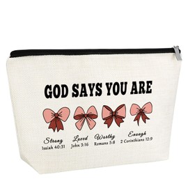 Gfhzdmf Christian Gifts for Girls Makeup Bag Religious Gift for Daughter Sister Friend Grandma Aunt Inspirational Gift for Women Feith Cosmetic Bag Bible Verse Toiletry Pouch Affirmations Gifts