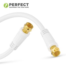 Perfect SAT Cable, Aerial Cable, Coaxial Cable, F Male to F Male, 1.00 m, White
