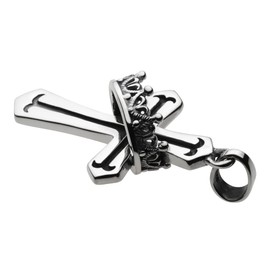 Figmart fp0117 Crown Cross Pendant (Silver Accessory), Sterling Silver, No Gemstone