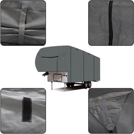 WFLNHB 29-33 Foot Upgraded 5th Wheel RV Cover Motorhome RV Camper 4 Layers Top with 2pcs Extra Long Straps