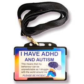 I Have ADHD and Autism Lanyard - Available in Seven Colours (Pink)