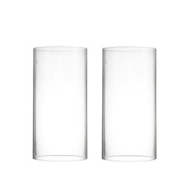 CYS EXCEL 2 PCS (H:6" D:3") Open Ended Clear Glass Hurricane Candleholder Tube Lamp Shade Open Flame Candlestick Holder Chimney Tube Cover Bottomless Cylinder