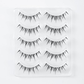 Koommon Natural False Eyelashes, Transparent Axis False Eyelashes, Handmade Upper Eyelashes, Ultra Lightweight, Lower Eyelashes, Soft, Outer Eyelashes, Natural Lifestyle Makeup, 5 Pairs (B-D8)
