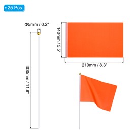 PATIKIL Mini Blank Flags，25 Pcs Orange Small Sublimation Colored Flags to Decorate for Card Game Birthday Yard Lawn Ground Marking Sport Golf Party Graduation Irrigation, 11.8"x8.3"