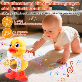 Jadyon Duckling, Baby Toy with Music and Lights, Music Duck Toy, Ba-by Duck Musi-k Children's Toy, Crawling Toy Baby, En-te Ba-by Toy for 1 2 3 Years Children, Baby Toy from 6 Months