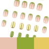 LWTZLW French Tip Press on Nails Green French Tip Short