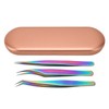 3PCS Eyelash Tweezers Stainless Steel Lash Tweezers Set False Eyelash