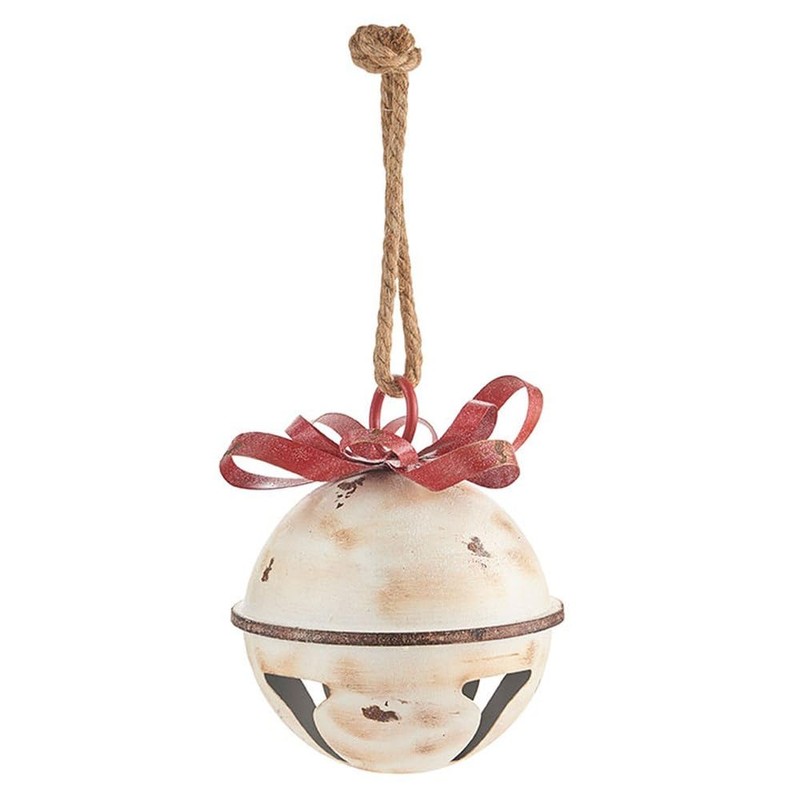 RAZ Imports Yuletide Gathering 13.75" White Glittered Jingle Bell with