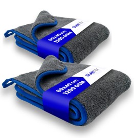 GLANTEX 2 x Extra Large Absorbent Microfibre Cloth, 1200 GSM, Paint-Friendly Microfibre Polishing Cloth, Lint-Free Microfibre Cloth for Car Care, Microfibre Cloth Car Polishing, 60 cm x 40 cm