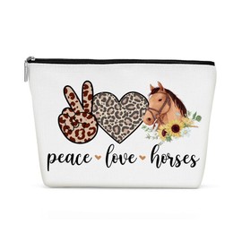 Funny Love Horses Cosmetic Bag for Women, Horse Gifts for Girls Women, Girls Gifts for Horse Lovers, Inspirational Horse Stuff Merch Makeup Bag Cosmeticcase for Sister Birthday Friendship Christmas