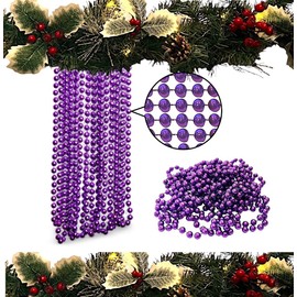 10m Christmas Bead Garland, Luxury Christmas Tree & Room Decoration, 8mm Beads, 10m Long Christmas Tree Decoration Bead Chain. (Dark Purple)