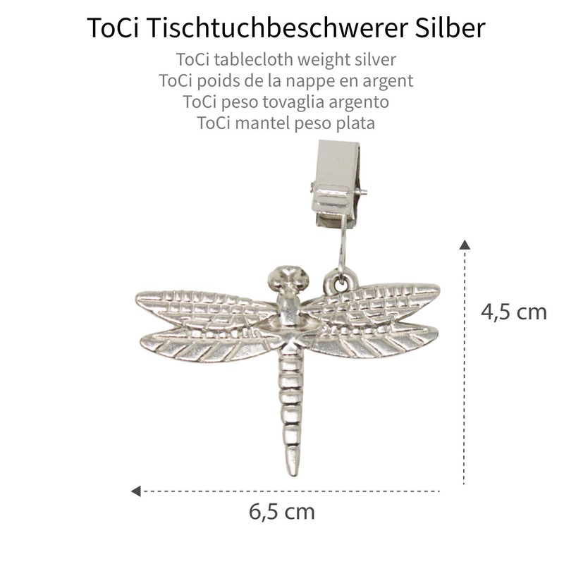 ToCi 8 x Tablecloth Weights, Tablecloth Pompoms, Silver, 6.5 x