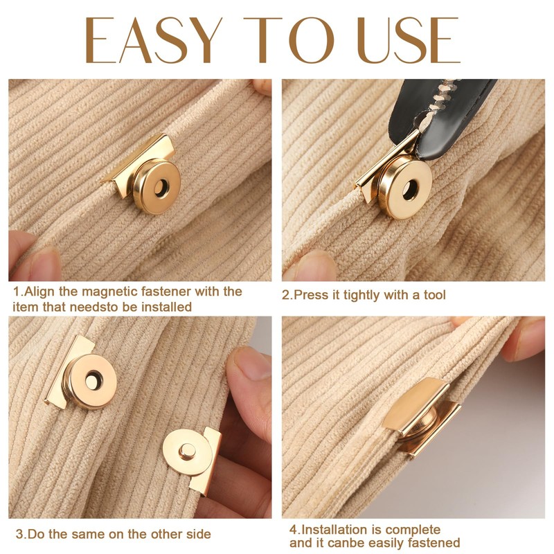 100 Pairs Magnetic Snaps for Purses and Totes 4 Colors