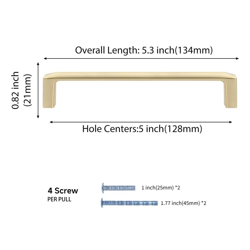 Haidms 25 Pack 5in Kitchen Cabinet Handles - Gold Champaign