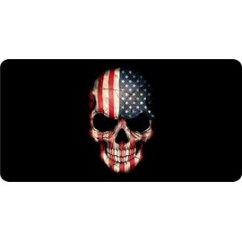 American Flag Skull Photo License Plate